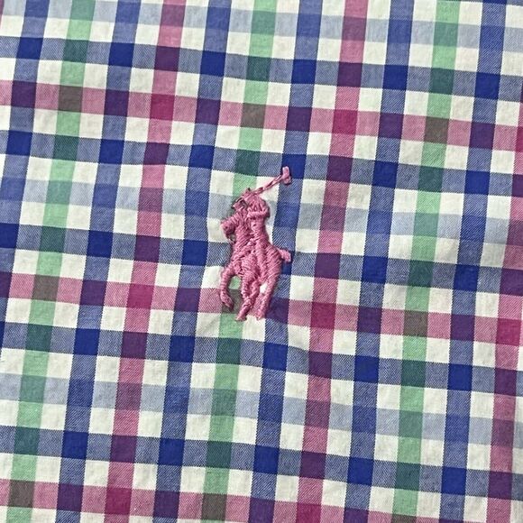 Ralph Lauren Men Multicolor Long Sleeve Plaid Button Down Pink Pony Size Medium - Picture 5 of 9